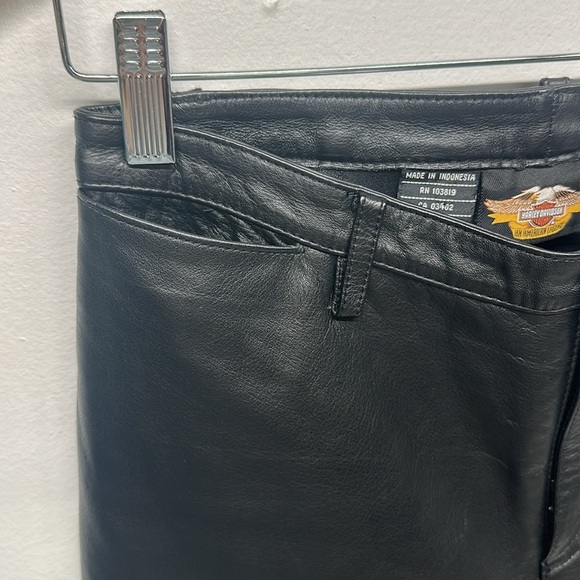 Harley Davidson Leather Pants Straight Leg Moto Pant Belt Loops Black Size 32 4 - Picture 3 of 9